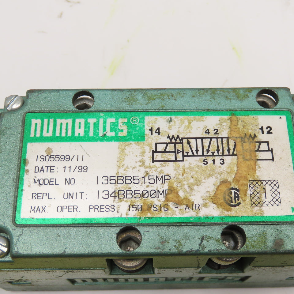 Numatics I35BB515MP 5/3 Position Open Center Pneumatic Solenoid Valve 24VDC
