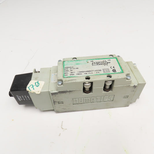 Numatics I34BA400KP14D30 5/2 Position Open Center Pneumatic Solenoid Valve 110V
