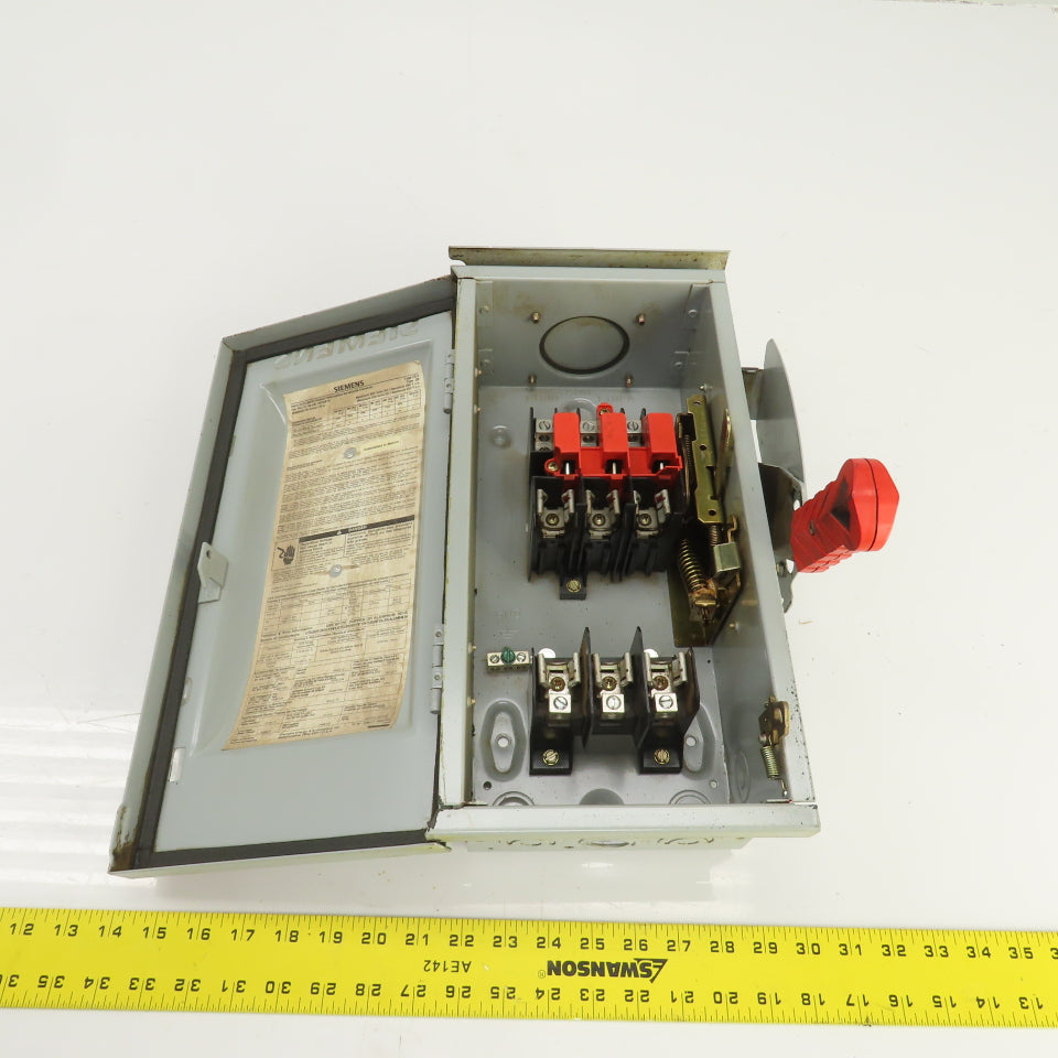 Siemens HFC361R 30A 600V 3-Phase Fusible Heavy Duty Safety Disconnect Switch