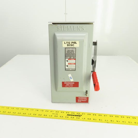 Siemens HFC361R 30A 600V 3-Phase Fusible Heavy Duty Safety Disconnect Switch
