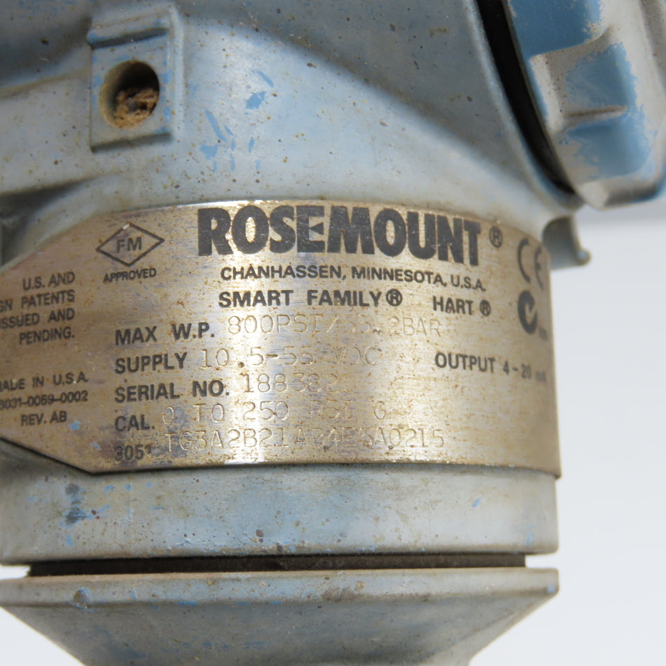 Rosemount TG3A2B21AB4E5A0215 Pressure Transmitter 4-20mA 800PSI 10.5-55VDC