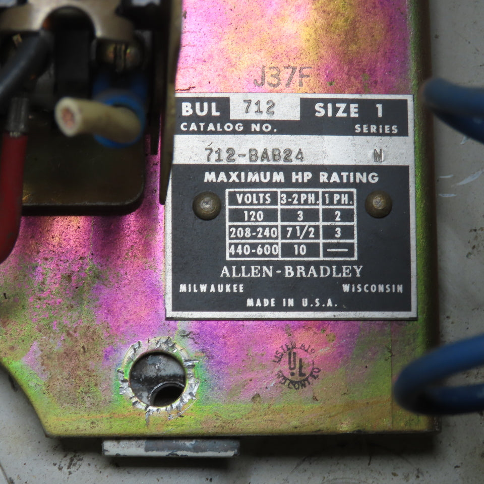 Allen Bradley 712-BAB24 Ser N Size 1 Combination Starter Disconnect 10HP Max