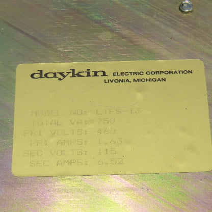 Daykin LTFS-13 Transformer Disconnect 460V 1.63 Pri 115V 6.52 Sec 750VA
