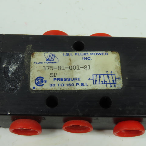 ISI Fluid Power 375-81-001-81 Pneumatic Solenoid Valve Manifold 1/4" NPT 150PSI