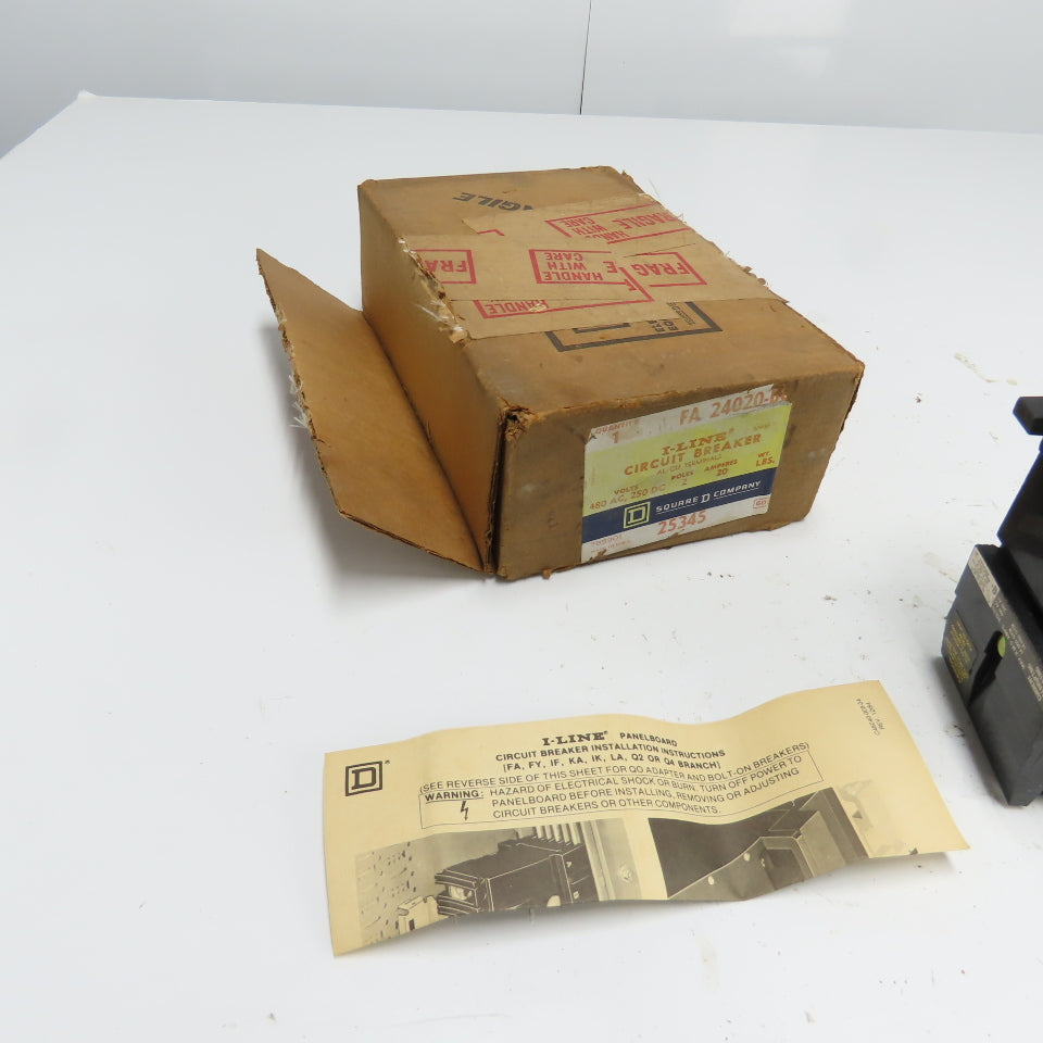 Square D FA-24020-BC 2-Pole Circuit Breaker 20A 480VAC 250VDC NEW