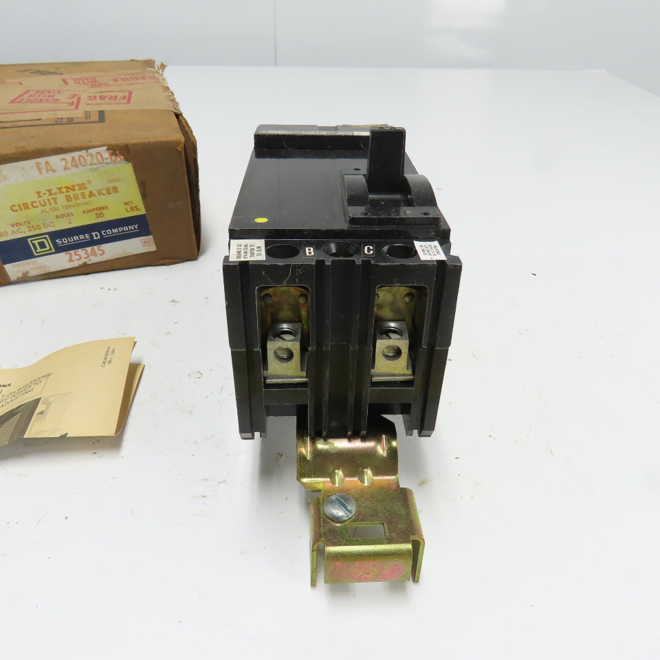 Square D FA-24020-BC 2-Pole Circuit Breaker 20A 480VAC 250VDC NEW