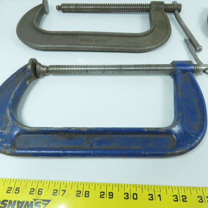 Lot Of 4 Misc. Brands 8" C-Clamps 4", 3-1/4" Throats 4-Pieces