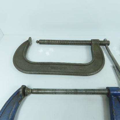 Lot Of 4 Misc. Brands 8" C-Clamps 4", 3-1/4" Throats 4-Pieces