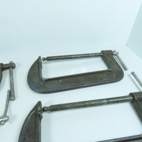 Lot Of 4 Misc. Brands 8" C-Clamps 4", 3-1/4" Throats 4-Pieces