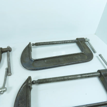 Lot Of 4 Misc. Brands 8" C-Clamps 4", 3-1/4" Throats 4-Pieces