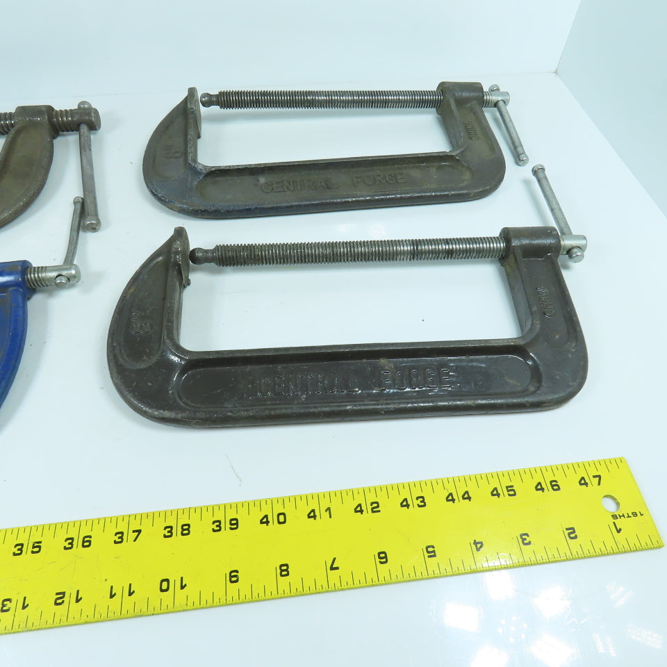 Lot Of 4 Misc. Brands 8" C-Clamps 4", 3-1/4" Throats 4-Pieces