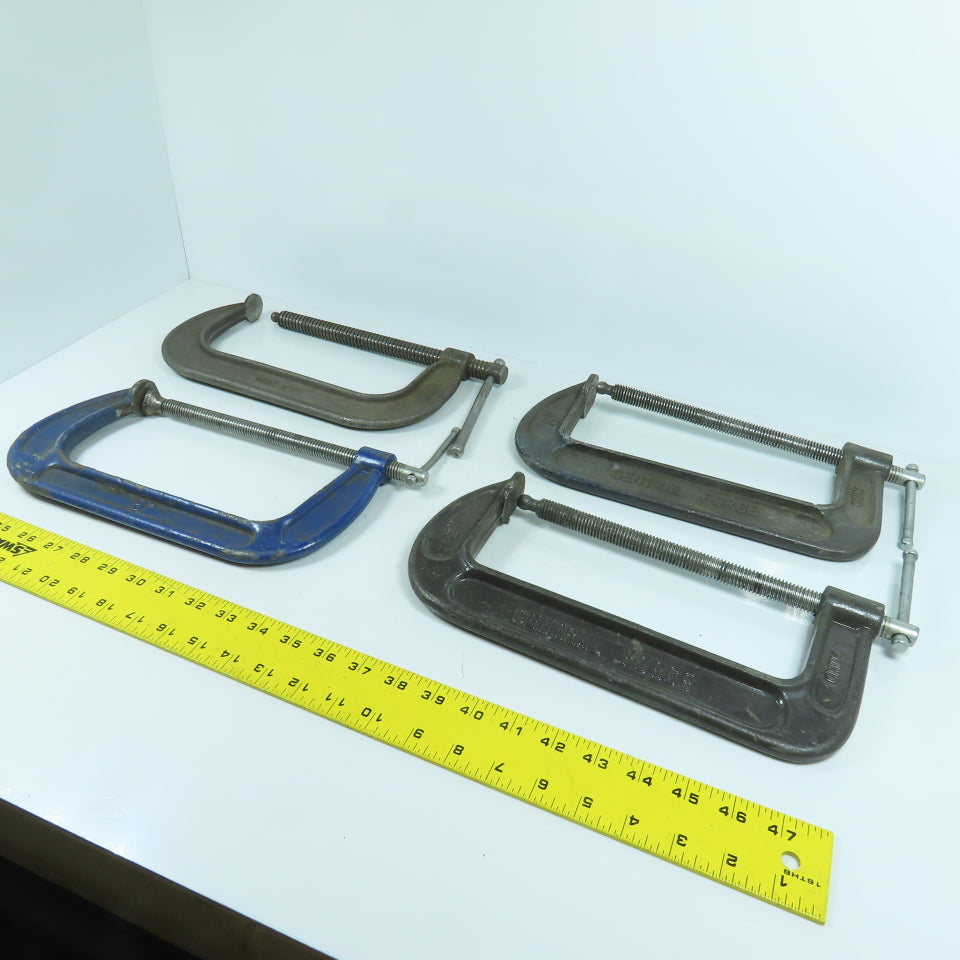 Lot Of 4 Misc. Brands 8" C-Clamps 4", 3-1/4" Throats 4-Pieces