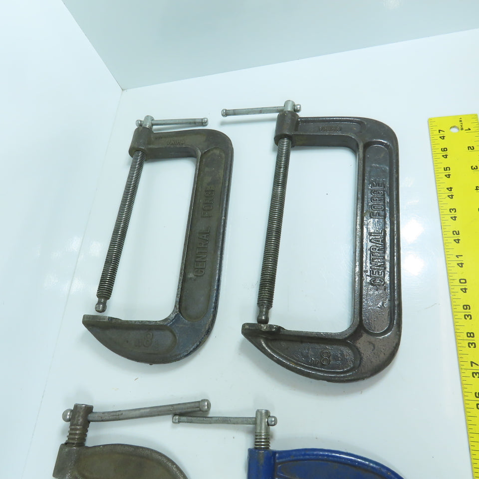 Lot Of 4 Misc. Brands 8" C-Clamps 4", 3-1/4" Throats 4-Pieces