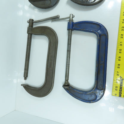 Lot Of 4 Misc. Brands 8" C-Clamps 4", 3-1/4" Throats 4-Pieces