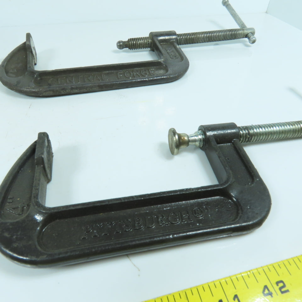 Lot Of 4 Misc. Brands 4" & 5" C-Clamps 2-1/4" Throats 4-Pieces