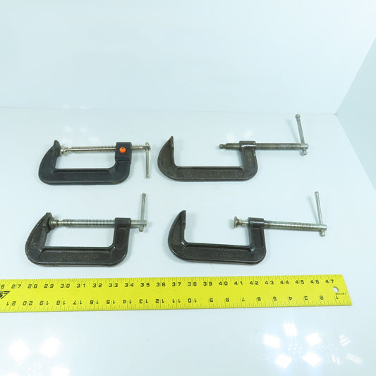 Lot Of 4 Misc. Brands 4" & 5" C-Clamps 2-1/4" Throats 4-Pieces