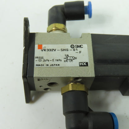 SMC VK332V-5HS-01-F Pneumatic Solenoid Valve 24VDC Coil 101.2kPa-0.1MPa 1/8" NPT