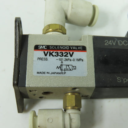 SMC VK332V Pneumatic Solenoid Valve 24VDC Coil 101.2kPa-0.1MPa 1/8" NPT