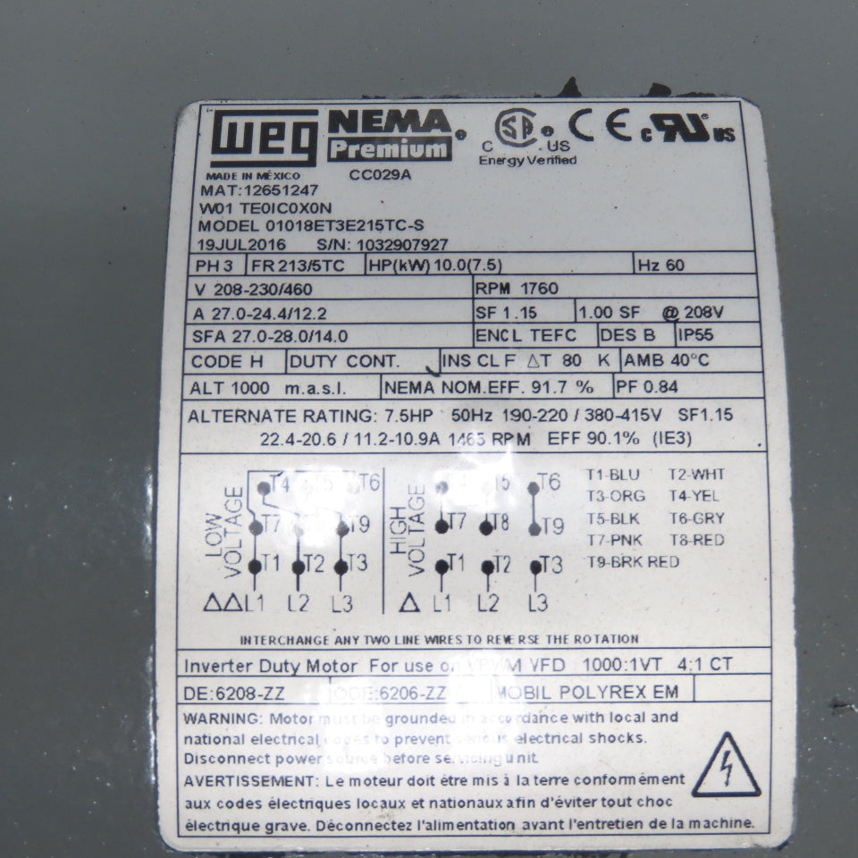 Oilgear PVWJ-022-A1UV-LSAY-P-LNNNN 10HP Hydraulic Pump Unit 230/460V 3Ph W/Weg