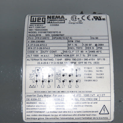 Oilgear PVWJ-022-A1UV-LSAY-P-LNNNN 10HP Hydraulic Pump Unit 230/460V 3Ph W/Weg
