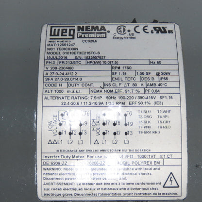 Oilgear PVWJ-022-A1UV-LSAY-P-LNNNN 10HP Hydraulic Pump Unit 230/460V 3Ph W/Weg