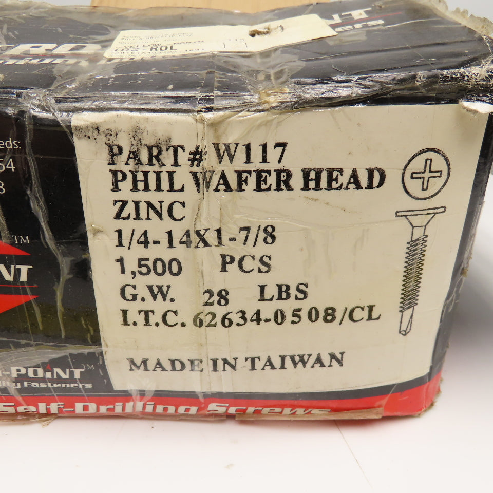 Strong Point W117 1/4-14 x 7/8" Phillips Wafer Head Self Tapping Screws 23#