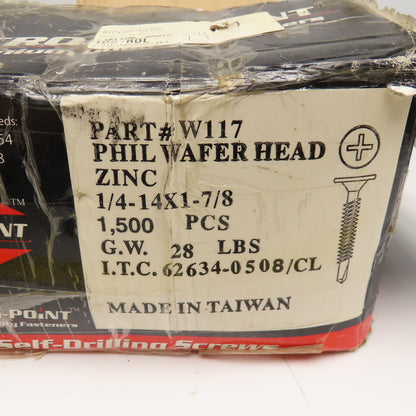 Strong Point W117 1/4-14 x 7/8" Phillips Wafer Head Self Tapping Screws 23#