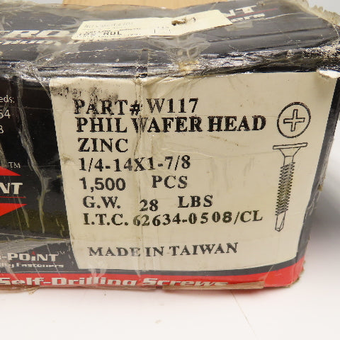 Strong Point W117 1/4-14 x 7/8" Phillips Wafer Head Self Tapping Screws 23#