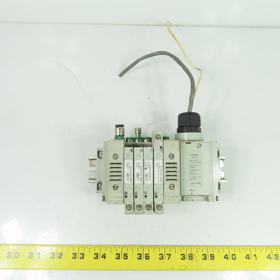 Numatics R2FBW4Z3ML00061 Pneumatic Solenoid Valve Manifold Block 100PSI 24VDC