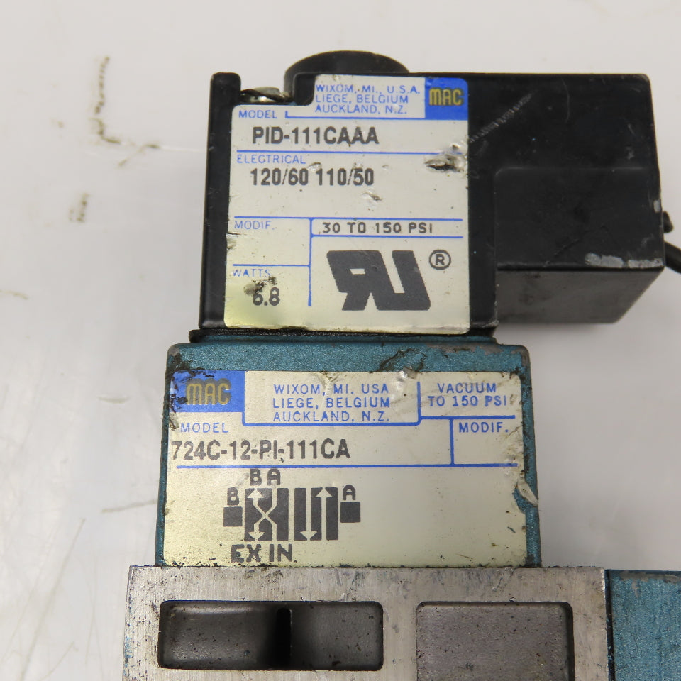 MAC 724C-12-PI-111CA 2 Position Pneumatic Valve Lot Of 3 Parts/Repair