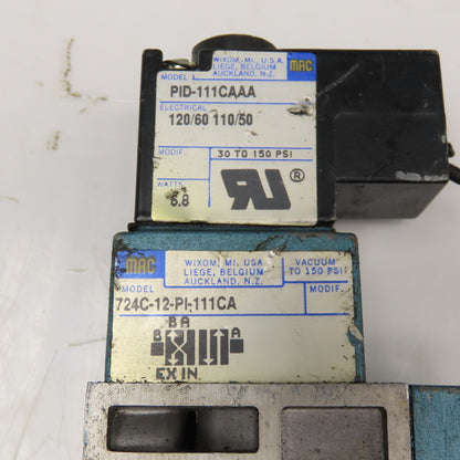 MAC 724C-12-PI-111CA 2 Position Pneumatic Valve Lot Of 3 Parts/Repair