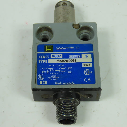 Square D MS02S0054 Ser B Limit Switch Roller Plunger Class 9007 250VAC