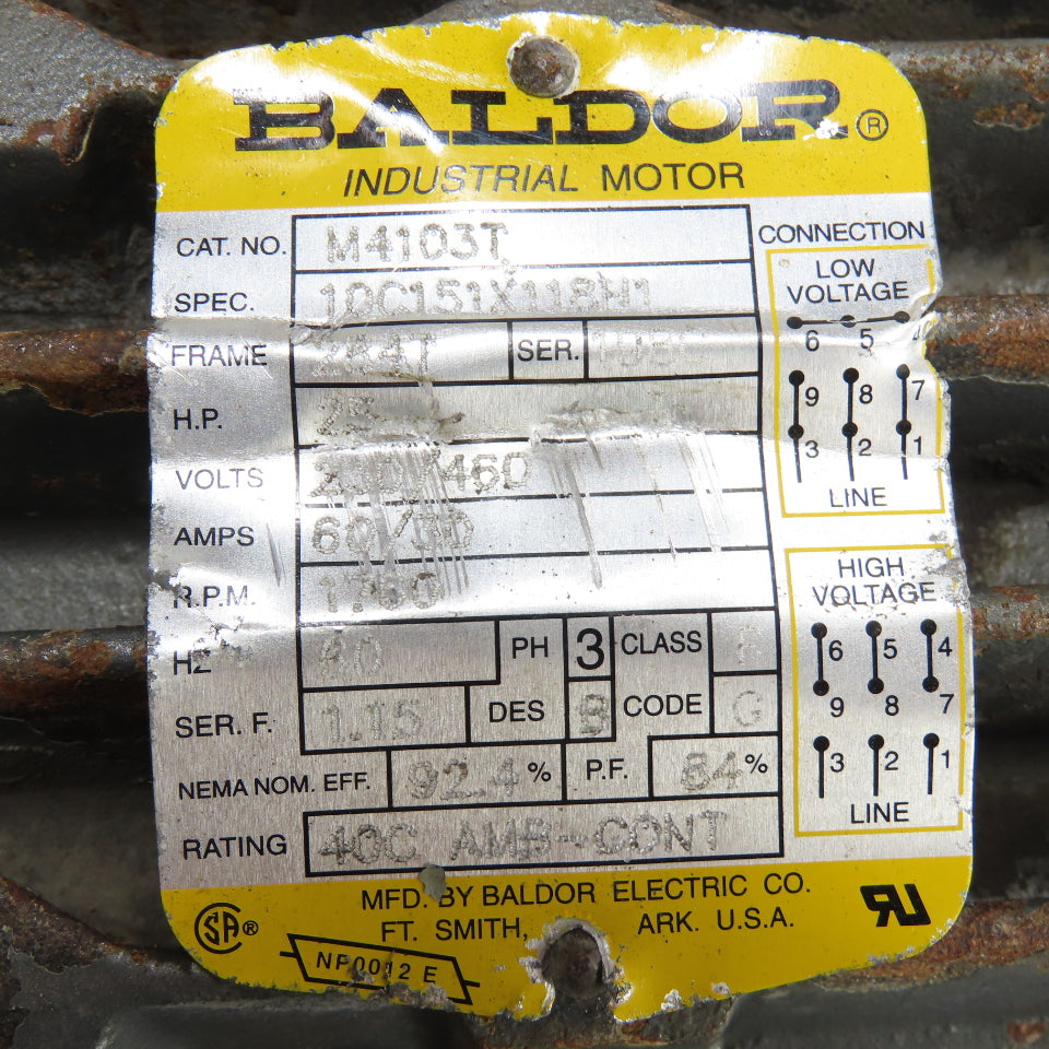 Baldor M4103T 10C151X118H1 3Ph AC Electric Motor 25HP 230/460V 284T Frame