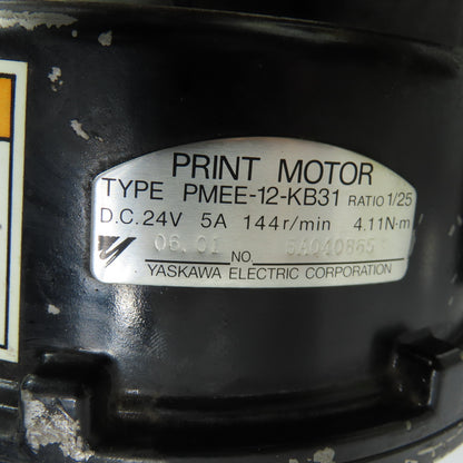 Yaskawa PMEE-12-KB31 Gearbox Wire Feed Unit 24VDC 5A 144RPM 1/25 Ratio
