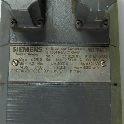 Siemens 1FT6044-1AF71-3AG1 3Ph Brushless Servo Motor 3000RPM IP65
