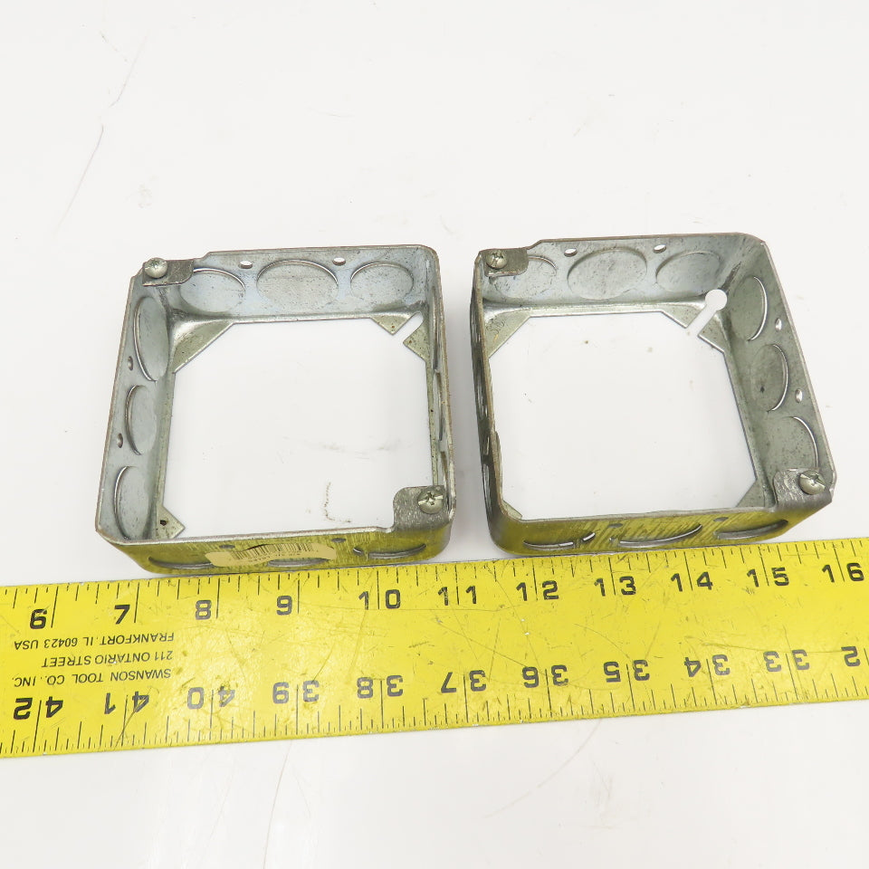 Steel City 53151 4" x 4" x 1-1/2" Deep Two Gang Box Extension Ring Lot Of 2