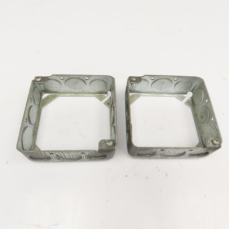 Steel City 53151 4" x 4" x 1-1/2" Deep Two Gang Box Extension Ring Lot Of 2
