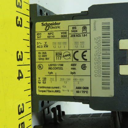 Telemecanique LP1K06-10BD 20A Contactor 24VDC Coil W/ Overload LR2K0312