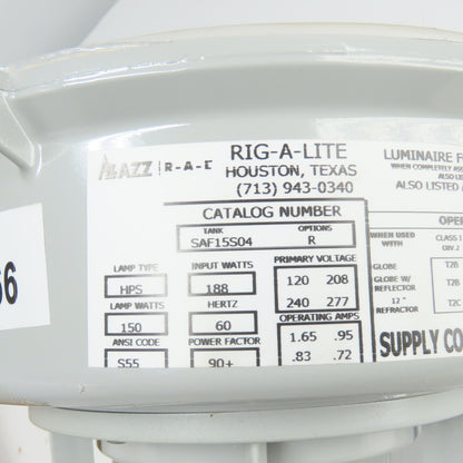 AZZ Rig-A-Lite SAF15S04RGG Hazardous Location Lighting Fixture HPS 120-277V