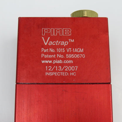 PIAB 1015 VT-1AGM Vac Trap Mount Assembly 1/4" NPT
