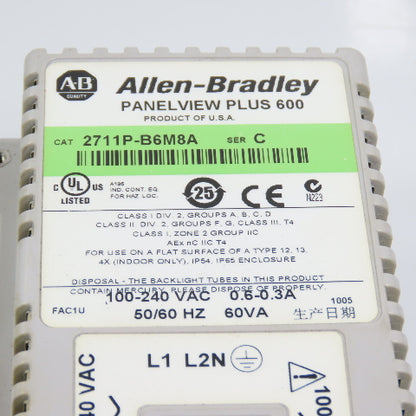 Allen Bradley 2711P-B6M8A PanelView Plus 600 Monitor Display (Broken Screen)