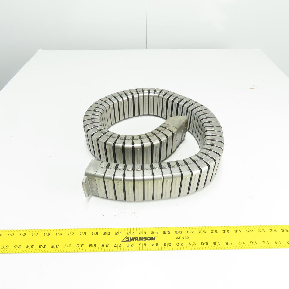 3" x 1-1/2" Flexible Stainless Steel Feed Thru Cable Carrier Energy Chain 48"