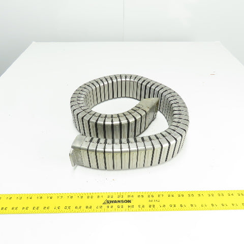 3" x 1-1/2" Flexible Stainless Steel Feed Thru Cable Carrier Energy Chain 48"