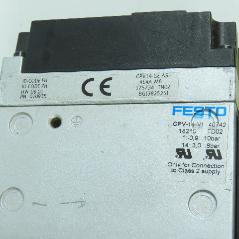Festo CPV-14-VI Pneumatic Valve Terminal W/ CPV14-GE-ASI-4E4A