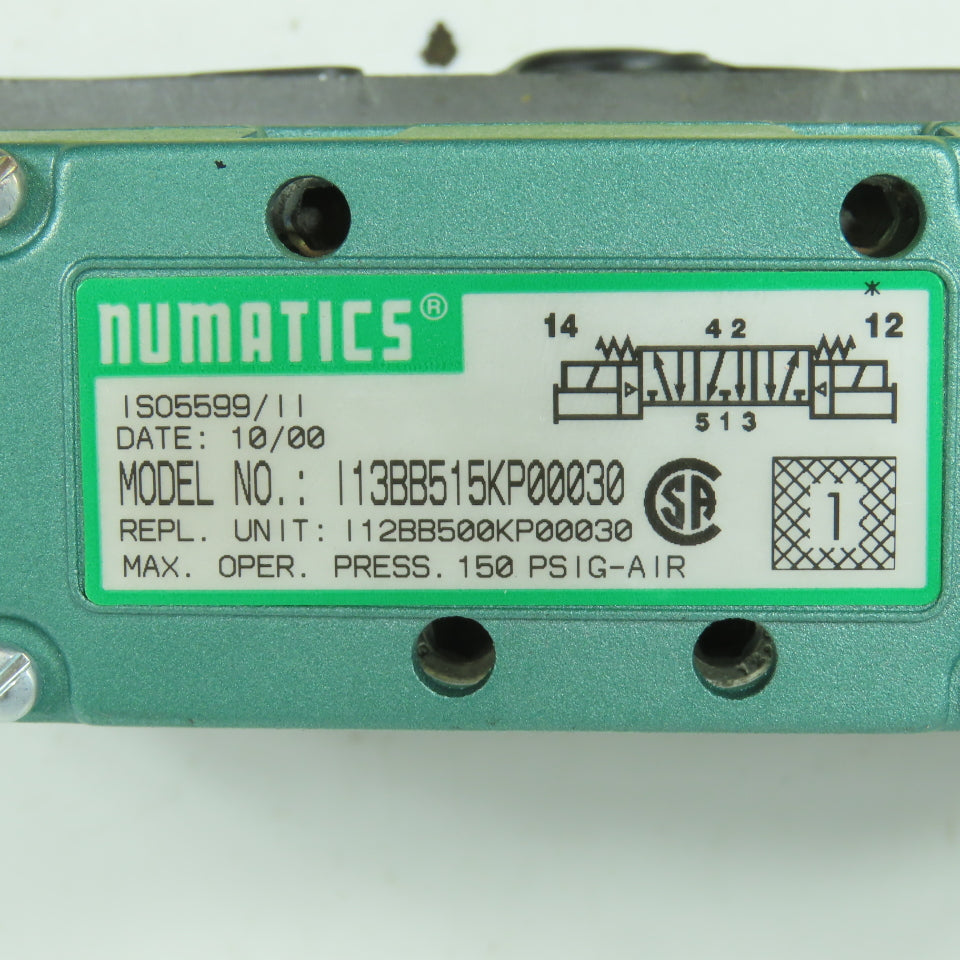 Numatics I13BB515KP00030 4/3 Open Center Pneumatic Solenoid Valve 120V Coil NEW