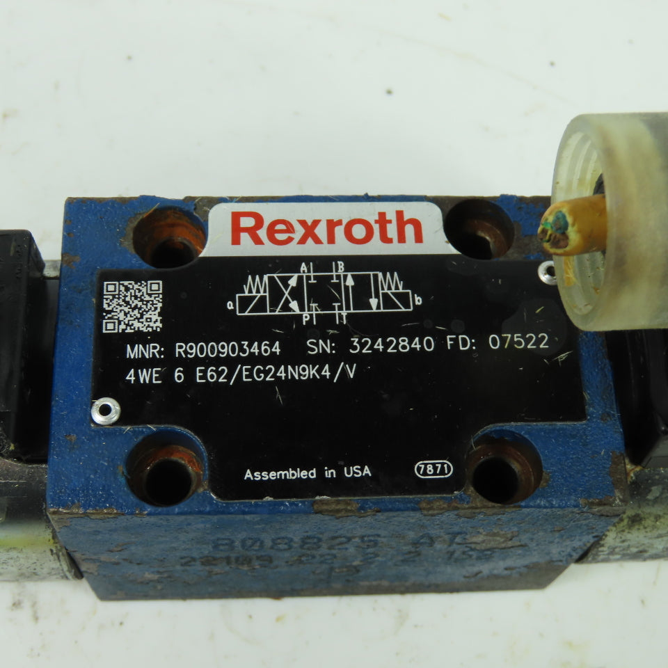 Rexroth 4WE 6 E62/EG24N9K4/V 4/3 Position Solenoid Valve Closed Center 24VDC