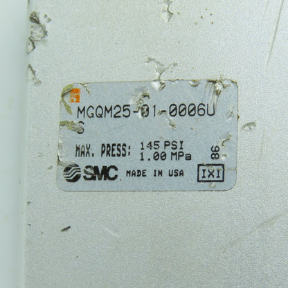 SMC MGQM25-01-0006U Guided Pneumatic Cylinder 25mm Bore 5/8" Rod