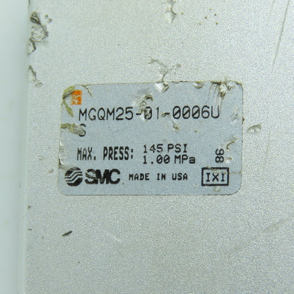 SMC MGQM25-01-0006U Guided Pneumatic Cylinder 25mm Bore 5/8" Rod