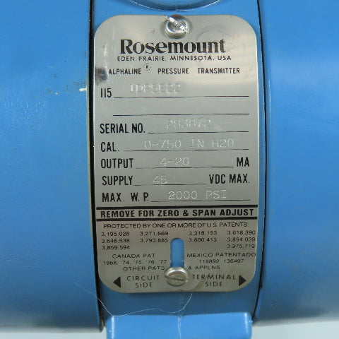 Rosemount 1151DP5E22 Pressure Transmitter 2000PSI 0-750 IN H2O