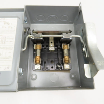 Siemens JN321 240VAC 250VDC 30A 1Ph 2 Pole Fusible Safety Disconnect Switch